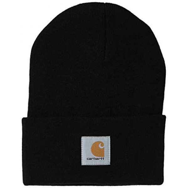 Carhartt Gorro de punto con puños para hombre, negro, talla única