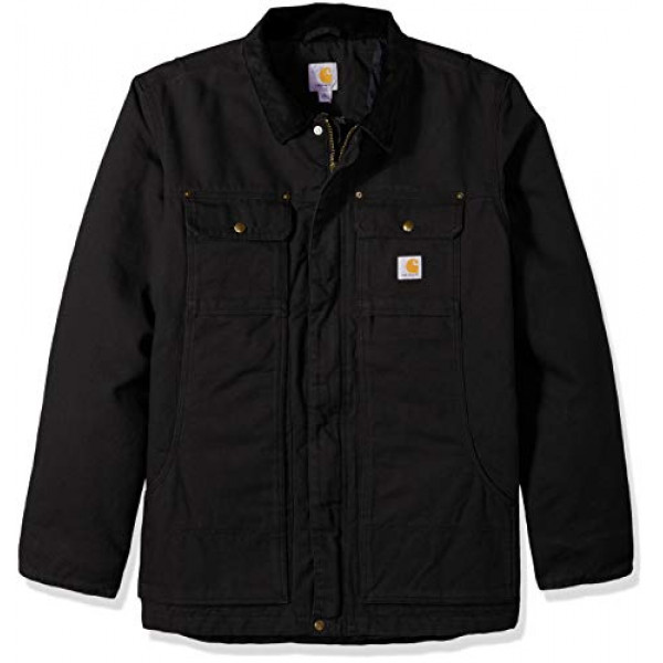 Carhartt - Abrigo tradicional con diseño de pato lavado y diseño holgado completo para hombre, color negro, grande