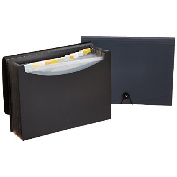 Carpeta organizadora desplegable para archivos de Amazon Basics, tamaño carta, negro / gris, paquete de 2