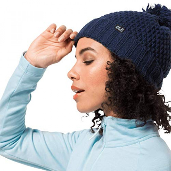 Jack Wolfskin Gorra De Punto Highloft Para Mujer Mujer, Azul Noche, S