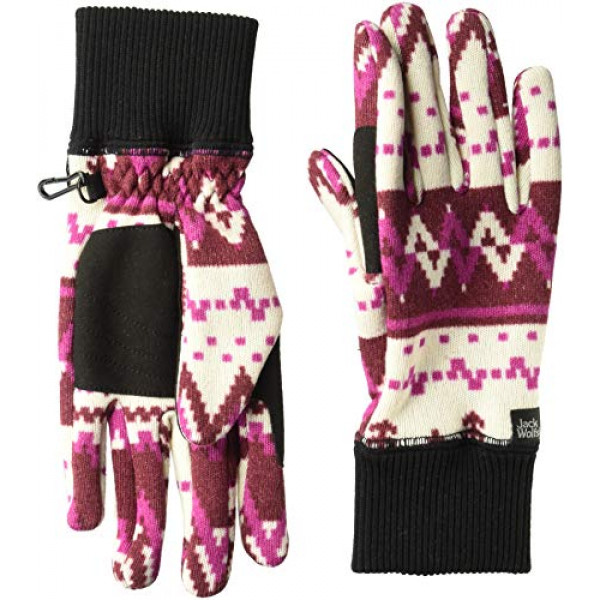 Jack Wolfskin - Guantes de vellón de punto Scandic para mujer, rojo granate por todas partes, grandes