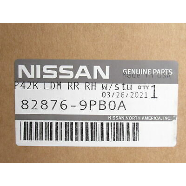 Genuine OEM Nissan 82876-9PB0A Protector de panel de balancines derecho 2016-2020 Pathfinder