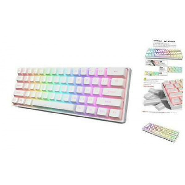 Teclado mecánico para juegos con cable Gamakay MK61, interruptor amarillo compacto V2 blanco