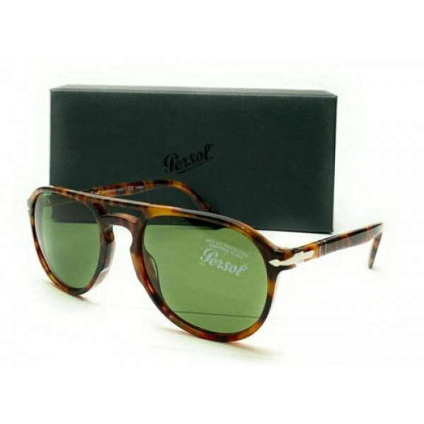 PERSOL PO3235S 1084E Gafas de sol para hombre piloto verde Habana 55 mm