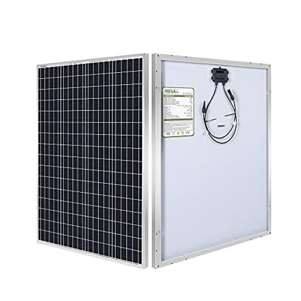 HQST - Panel solar monocristalino de 100 W y 12 V, módulo de alta eficiencia, energía fotovoltaica para carga de baterías, barcos, caravanas, vehículos recreativos y cualquier otra aplicación fuera de la red, 32,5 x 26,4 x 1,18 pulgadas (nueva versión)