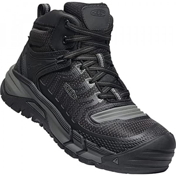 KEEN Utility - Botas de trabajo atléticas impermeables con punta de material compuesto Kansas City Mid KBF para hombre, negro / Gun Metal, 9.5