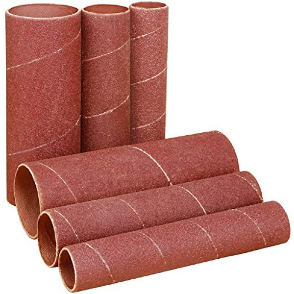 POWERTEC 11201 Fundas de lijado de 4,5 pulgadas para lijadora de husillo | grano 100 | Mangas de lija de papel de lija de óxido de aluminio de 4-1/2” de largo en 3 diámetros de 3/4”, 1” y 1-1/2” – 6 u.