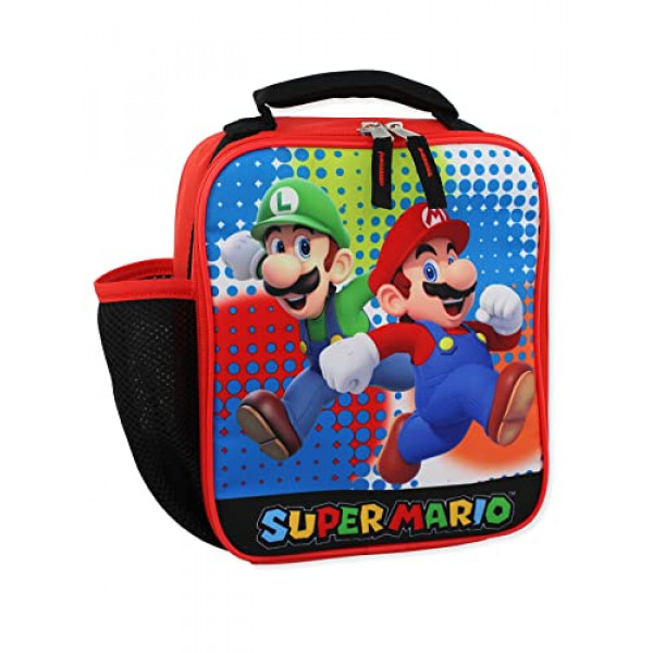 SUPER MARIO Bros - Fiambrera escolar con aislamiento suave para niño y niña (talla única, azul)