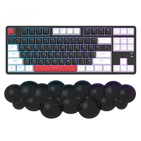 Reposamuñecas para teclado en la nube, espuma viscoelástica de alta densidad de poliuretano con base antideslizante para escribir alivio del dolor, almohadilla ergonómica para teclado con soporte para la muñeca para oficina en casa/computadora/portátil/ju