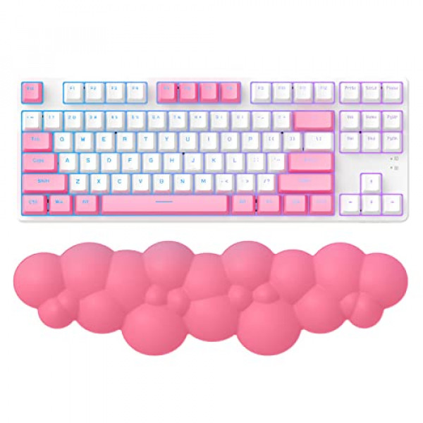 Reposamuñecas para teclado en la nube, espuma viscoelástica de alta densidad de poliuretano con base antideslizante para escribir alivio del dolor, almohadilla ergonómica para teclado con soporte para la muñeca para oficina en casa/computadora/portátil/ju