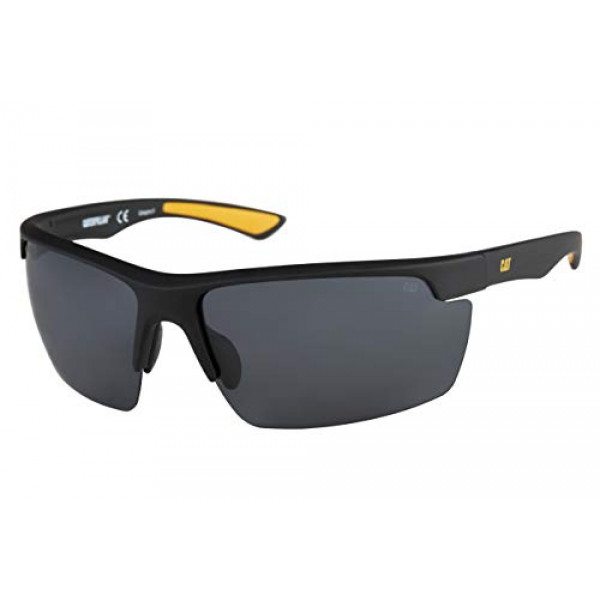 Gafas de sol polarizadas Caterpillar Pickup para hombre, rectangulares, engomados en negro mate, 71 mm