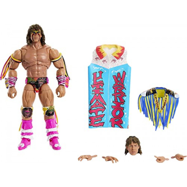 Mattel WWE Warrior Ultimate Edition Figura de acción con accesorios intercambiables, articulación y detalles realistas, 6 pulgadas