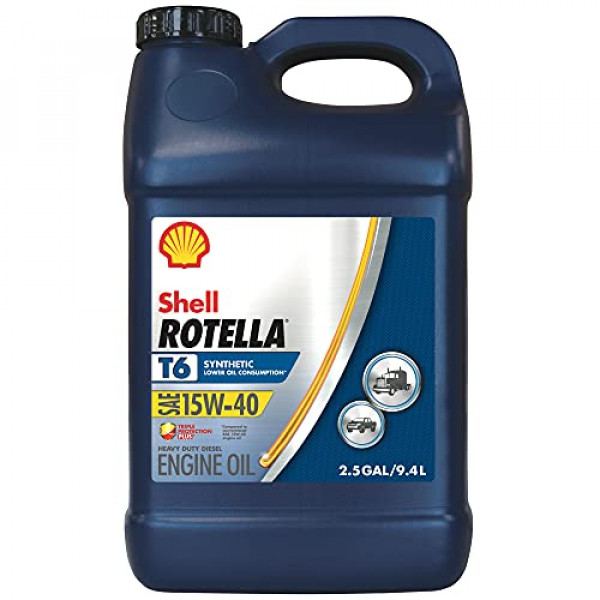 Aceite para motor diésel Shell Rotella T6 totalmente sintético 15W-40 (2,5 galones, caja de 2)