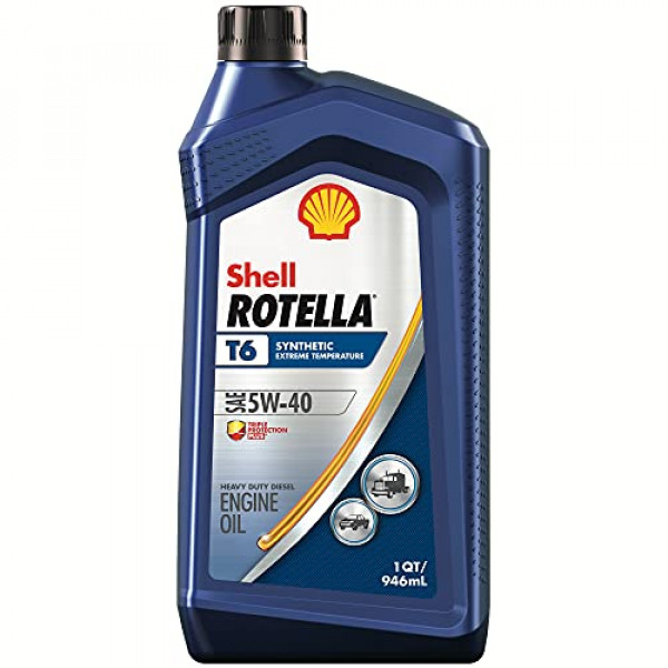 Aceite para motor diésel Shell Rotella T6 totalmente sintético 5W-40 (1 cuarto de galón, caja de 6)