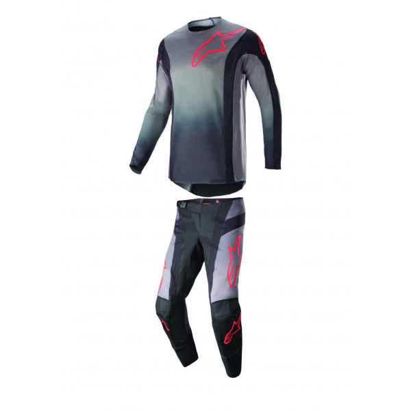 Alpinestars 2023 Techstar Sein Combo de pantalón y camiseta (negro rojo neón, 36/XL)