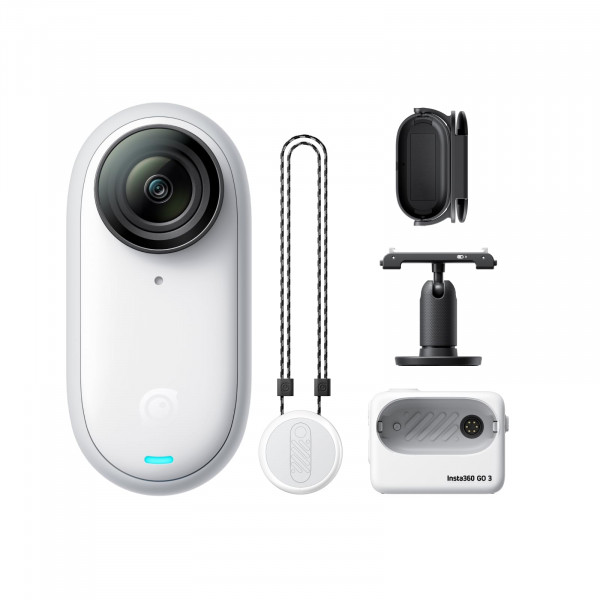 Insta360 GO3 128GB-Sticker Kit Cámara de acción pequeña y liviana, portátil y versátil, POV manos libres, montaje en cualquier lugar, estabilización, cápsula de acción multifuncional, impermeable, para viajes, deportes