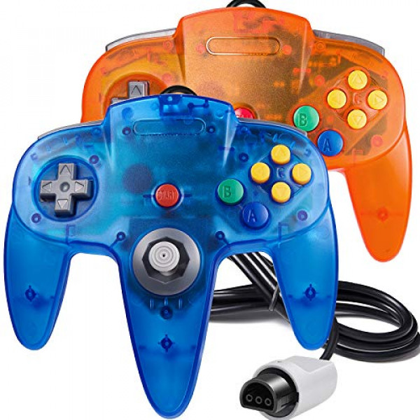 Paquete de 2 controladores clásicos N64, suily Retro N64, mando con cable para juegos, mando tipo Joystick-Plug & Play (versión no USB)