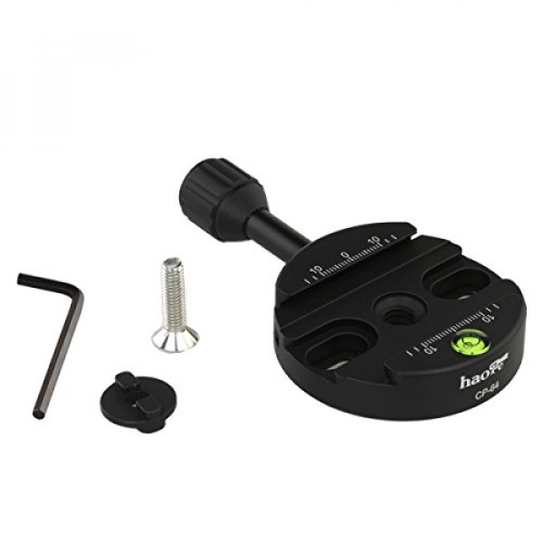 Haoge Combo Boss Adaptador Convertidor con CP-64 Abrazadera de liberación rápida compatible con Arca Swiss de 64 mm para reemplazo de abrazadera de rótula de bola de trípode Manfrotto
