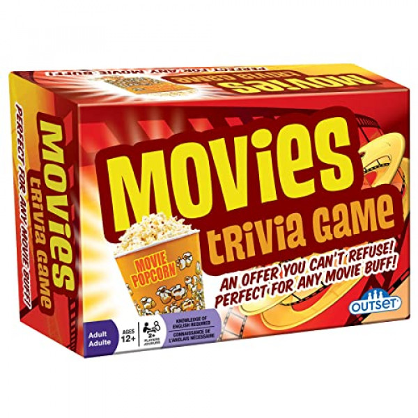 Cobble Hill Puzzle Company Ltd. Outset Media Movies Juego de trivia - Juego de fiesta - Juego familiar - Juego de viaje - Divertido y fácil de jugar - 1200 preguntas de trivia - Para 2 o más jugadores - Edades 12+