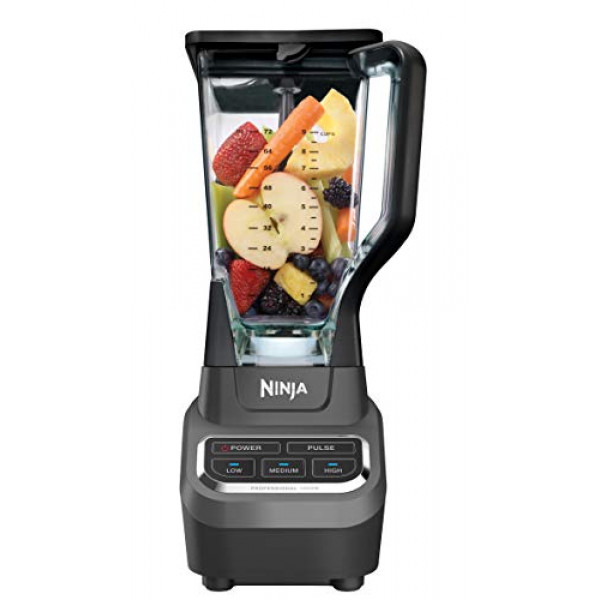 Ninja BL610 Encimera profesional de 72 onzas, base de 1000 vatios y tecnología de trituración total para batidos, hielo y frutas congeladas, negro, licuadora + jarra