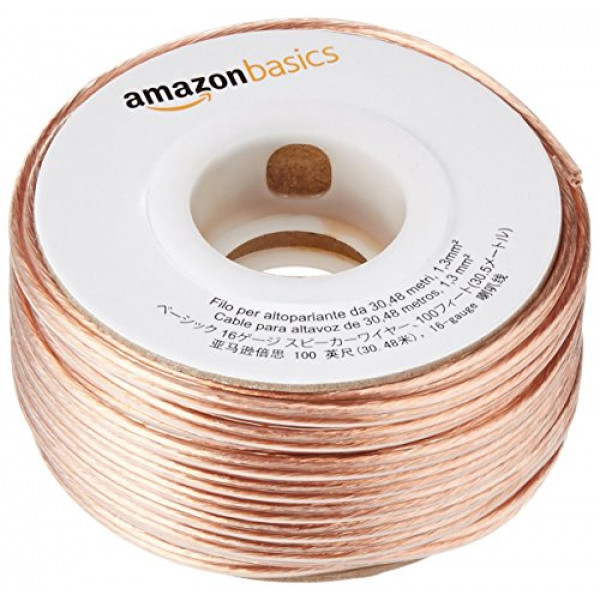 Amazon Basics Cable para altavoz calibre 16, 100 pies, bronce