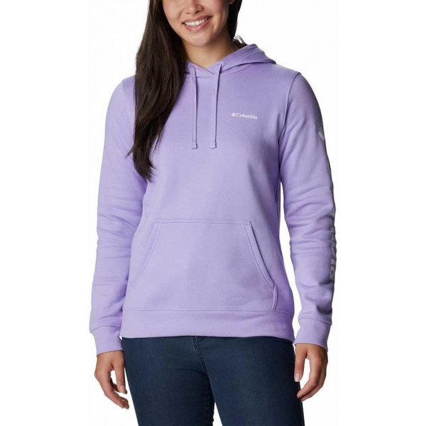 Columbia Trek Graphic Sudadera con capucha para mujer, logotipo morado/blanco esmerilado, talla grande