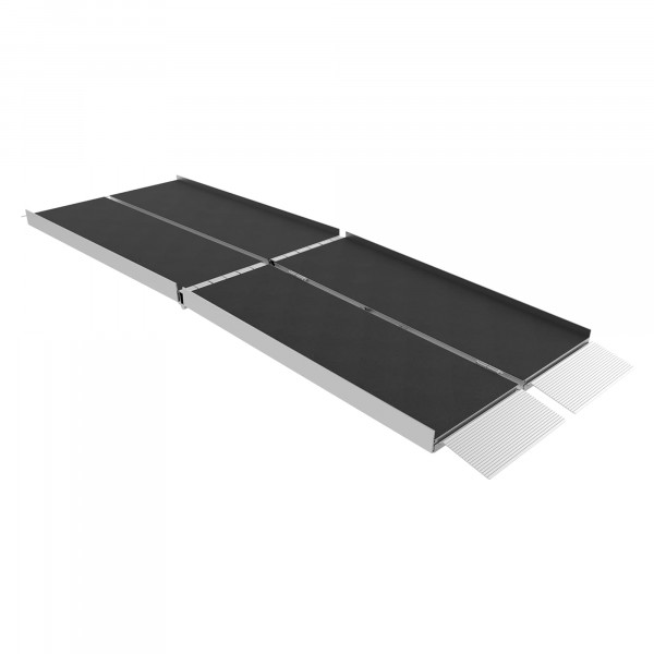 EZ-ACCESS MALETA Rampa plegable de aluminio portátil triple de 8 pies con superficie aplicada que resiste resbalones y placas de transición inferiores autoajustables