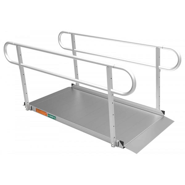 EZ-ACCESS GATEWAY 3G Rampa portátil de aluminio para silla de ruedas de 6 pies con superficie texturizada, placas de transición inferiores autoajustables y pasamanos de 2 líneas