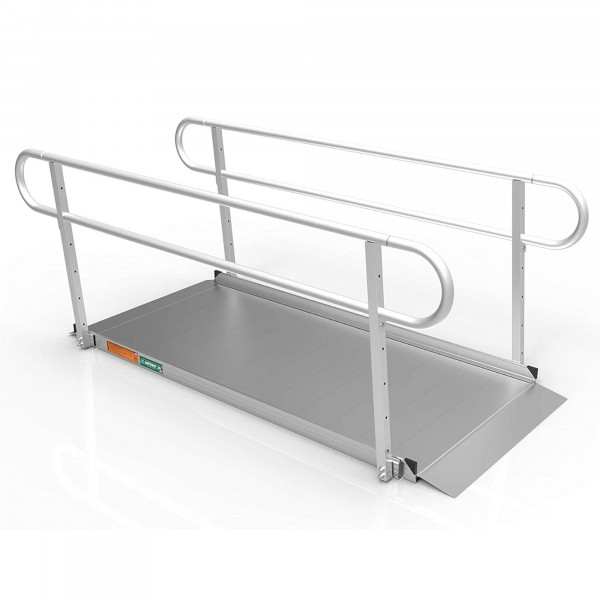 EZ-ACCESS GATEWAY 3G Rampa para dispositivo de movilidad para silla de ruedas portátil de aluminio de 7 pies con superficie sólida y pasamanos para transporte y almacenamiento