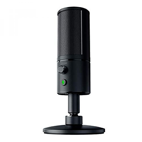 Micrófono de transmisión USB Razer Seiren X: Grado profesional - Soporte antivibración incorporado - Patrón de captación supercardiod - Aluminio anodizado - Negro clásico