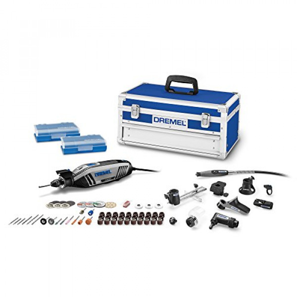 Dremel 4300-9/64 Kit de herramientas rotativas con cable versátil con eje flexible y estuche rígido de almacenamiento, 120 voltios, alta potencia y rendimiento, grabador de velocidad variable, grabador, lijadora, pulidora, el mejor regalo para el aficiona