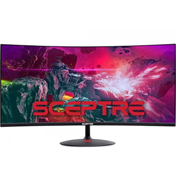 Sceptre Monitor LED creativo ultraancho curvo de 34 pulgadas 21: 9 2560x1080 sin marco HDMI DisplayPort hasta 100 Hz, negro máquina 2020 (C345W-2560UN)