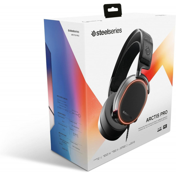 SteelSeries Arctis Pro Auriculares para juegos de alta fidelidad - Controladores de altavoz de alta resolución - Auriculares DTS: X v2.0 Surround para PC, negro