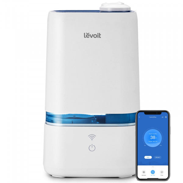 LEVOIT Humidificador inteligente de niebla fría de 4 L para el dormitorio del hogar con aceites esenciales, personaliza la humedad para bebés y plantas, aplicación y control de voz, programación, temporizador, dura hasta 40 horas, silencioso, diseño de ma