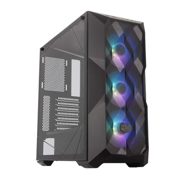 Cooler Master MasterBox TD500 Mesh Airflow ATX Mid-Tower con panel frontal de malla poligonal, vidrio templado cristalino, E-ATX de hasta 10,5, tres ventiladores de iluminación ARGB de 120 mm