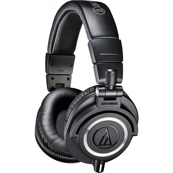 Audio-Technica ATH-M50X Auriculares profesionales para monitor de estudio, negros, de calidad profesional, aclamados por la crítica, con cable desmontable