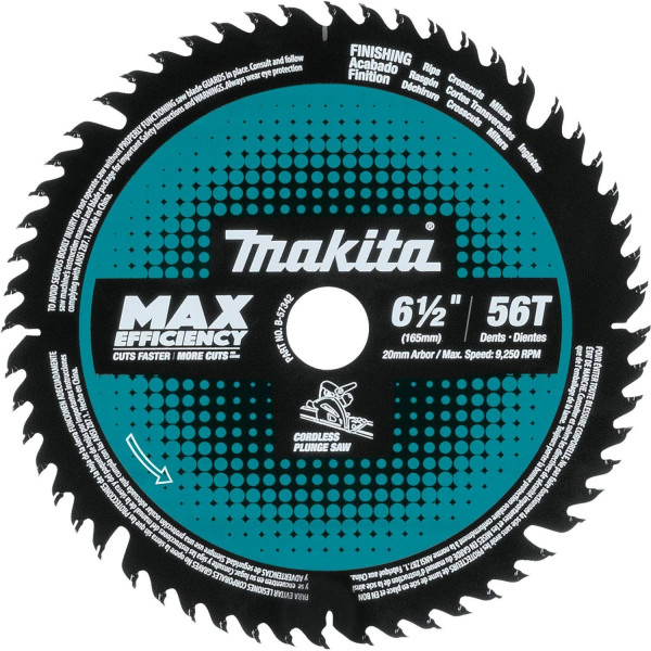 Makita B-57342 Hoja de sierra de inmersión inalámbrica con punta de carburo 6-1/2 56T