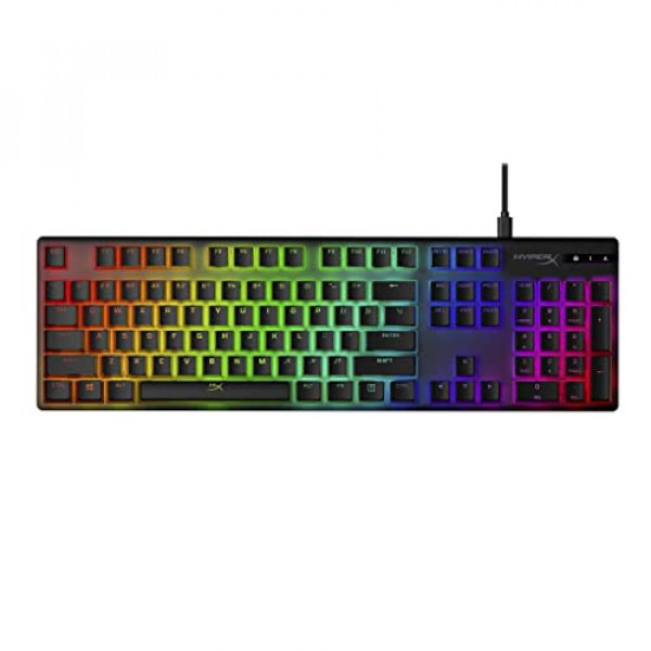 HyperX Pudding Keycaps - Juego de teclas PBT de doble disparo con capa translúcida, para teclados mecánicos, juego completo de 104 teclas, perfil OEM, diseño en inglés (EE. UU.) - Negro