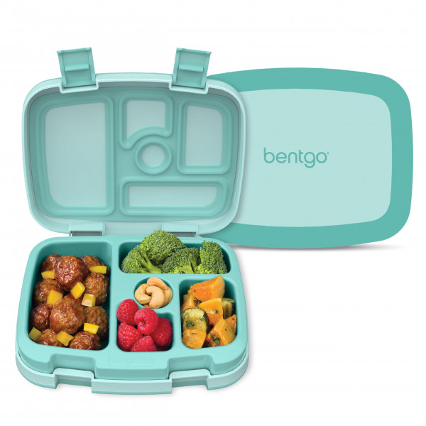 Bentgo® Kids Bento-Style Fiambrera a prueba de fugas con 5 compartimentos - Tamaños de porciones ideales para edades de 3 a 7 años - Duradera, a prueba de caídas, apta para lavavajillas, sin BPA y fabricada con materiales aptos para alimentos (espuma de m