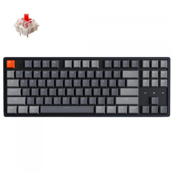 Keychron K8 Teclado mecánico inalámbrico de 87 teclas, 80% de diseño Bluetooth TKL Retroiluminación RGB sin llave con interruptor rojo Gateron G Pro Marco de aluminio Teclado para juegos con cable USB-C para Mac Windows