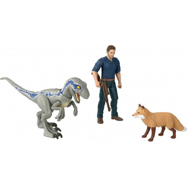 Mattel Jurassic World Dominion Human and Dino Pack, Owen & Velociraptor Beta Figuras de acción, juguetes y accesorios