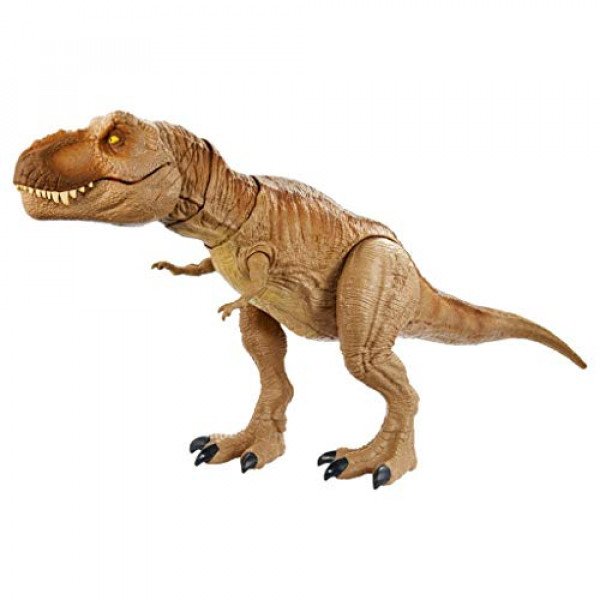 Jurassic World Toys Camp Cretaceous Epic Roarin' Tyrannosaurus Rex Figura de acción grande, función de ataque primario, sonido, vibración realista, articulaciones móviles; Edades de 4 años en adelante