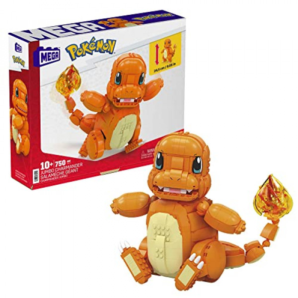 MEGA Pokémon Jumbo Charmander Juego de construcción con 750 ladrillos y piezas compatibles y Poké Ball, juego de regalo de juguete para edades de 10 años en adelante, HHL13