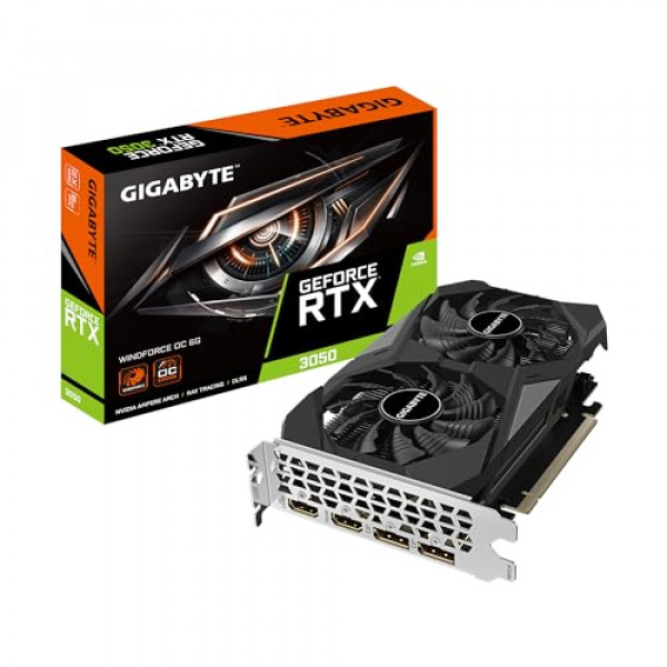 Tarjeta gráfica GIGABYTE GeForce RTX 3050 WINDFORCE OC 6G, 2 ventiladores WINDFORCE, 6 GB GDDR6 de 96 bits GDDR6, tarjeta de vídeo GV-N3050WF2OC-6GD