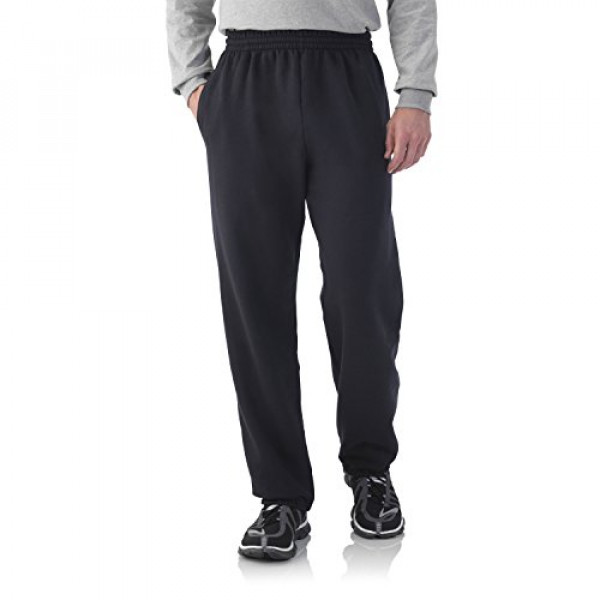 Fruit of the Loom Pantalón deportivo con parte inferior elástica para hombre (4XL, negro)