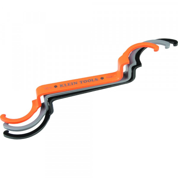 Klein Tools 50900R Juego de llaves de bloqueo de conductos, apriete y afloje tuercas de seguridad en espacios reducidos, 1/2, 3/4 y 1 pulgada, curvas desplazadas, 3 piezas