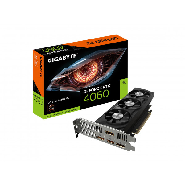 Tarjeta gráfica GIGABYTE GeForce RTX 4060 OC de perfil bajo 8G, 3 ventiladores WINDFORCE, 8 GB GDDR6 de 128 bits, tarjeta de vídeo GV-N4060OC-8GL