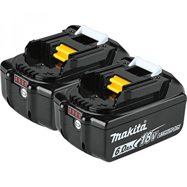 Makita BL1860B-2 Batería de iones de litio LXT de 18 V, 6,0 Ah, paquete de 2, color negro