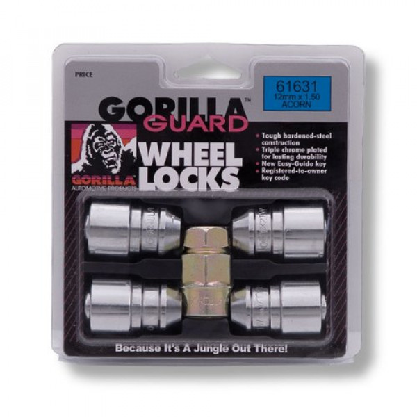 Gorilla Automotive 61631 Acorn Gorilla Guard Locks (tamaño de rosca de 12 mm x 1,50), paquete de 4