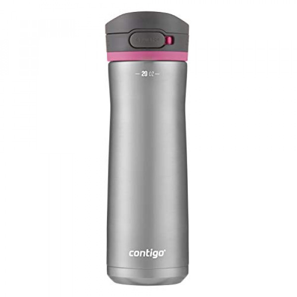 Contigo Jackson Chill 2.0 Botella de agua de acero inoxidable con tapa AUTOPOP, 20 oz, acero/Dragonfruit